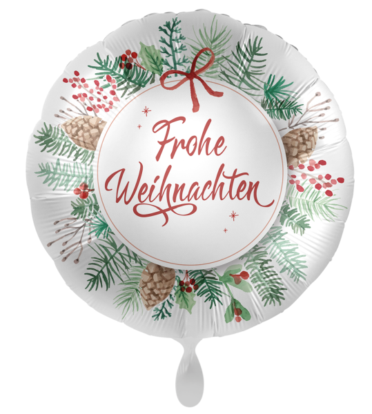 Folienballon - Frohe Weihnachten, Schleife Kranz - ø 43cm